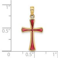 Load image into Gallery viewer, 14K Pink Enameled Tapered Cross Charm
