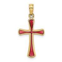 Load image into Gallery viewer, 14K Pink Enameled Tapered Cross Charm
