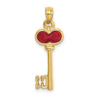 Load image into Gallery viewer, 14K Polished 3D Enameled Heart Key Charm
