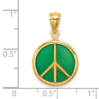 Load image into Gallery viewer, 14K 3-D Green Enameled Peace Symbol Charm
