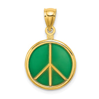 Load image into Gallery viewer, 14K 3-D Green Enameled Peace Symbol Charm
