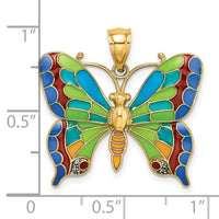 Load image into Gallery viewer, 14K Enameled Butterfly Pendant
