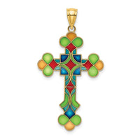 Load image into Gallery viewer, 14K Multi Color Enameled Cross Charm
