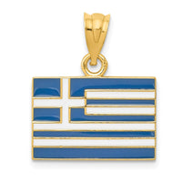 Load image into Gallery viewer, 14k Solid Enameled Greece Flag Pendant
