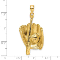 Load image into Gallery viewer, 14K 3-D Baseball Glove, Bat, Ball Charm
