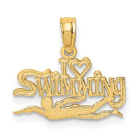 Load image into Gallery viewer, 14K Polished  I HEART SWIMMING Charm
