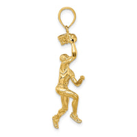 Load image into Gallery viewer, 14K 3-D Basketball Player w/Ball and Partial Hoop Charm
