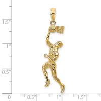Load image into Gallery viewer, 14K 3-D Basketball Player w/Ball and Partial Hoop Charm
