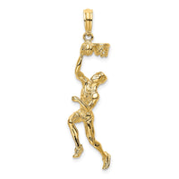 Load image into Gallery viewer, 14K 3-D Basketball Player w/Ball and Partial Hoop Charm

