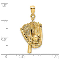 Load image into Gallery viewer, 14K 3-D Baseball Glove, Bat and Ball Charm
