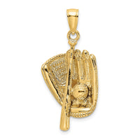 Load image into Gallery viewer, 14K 3-D Baseball Glove, Bat and Ball Charm
