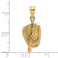 Load image into Gallery viewer, 14K 3-D Polished Baseball Glove, Bat and Ball Charm
