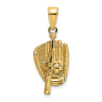 Load image into Gallery viewer, 14K 3-D Polished Baseball Glove, Bat and Ball Charm
