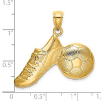 Load image into Gallery viewer, 14K 2-D Polished Soccer Ball and Shoe Charm
