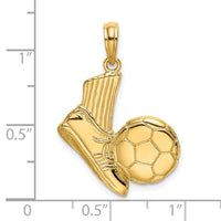 Load image into Gallery viewer, 14K 2-D Soccer Shoe Kicking Ball Charm
