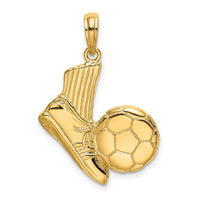 Load image into Gallery viewer, 14K 2-D Soccer Shoe Kicking Ball Charm
