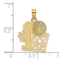 Load image into Gallery viewer, 14K #1 Basketball w/ Hoop Charm
