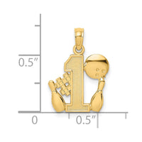 Load image into Gallery viewer, 14K #1 Bowling Ball and Two Pins Charm
