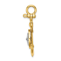 Load image into Gallery viewer, 14K Two-tone 3-D Anchor w/ Compass and Rhodium Needle Charm
