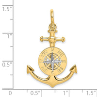 Load image into Gallery viewer, 14K Two-tone 3-D Anchor w/ Compass and Rhodium Needle Charm
