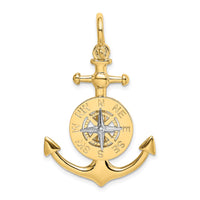 Load image into Gallery viewer, 14K Two-tone 3-D Anchor w/ Compass and Rhodium Needle Charm
