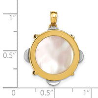 Load image into Gallery viewer, 14K Two-tone 3-D Moveable Tambourine w/Mother of Pearl Charm

