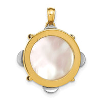 Load image into Gallery viewer, 14K Two-tone 3-D Moveable Tambourine w/Mother of Pearl Charm

