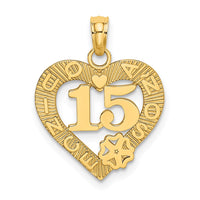 Load image into Gallery viewer, 14K QUINCE ANOS 15 in Heart Charm
