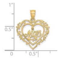 Load image into Gallery viewer, 14K Polished MOM Dangle in Fancy Heart Pendant
