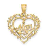 Load image into Gallery viewer, 14K Polished MOM Dangle in Fancy Heart Pendant
