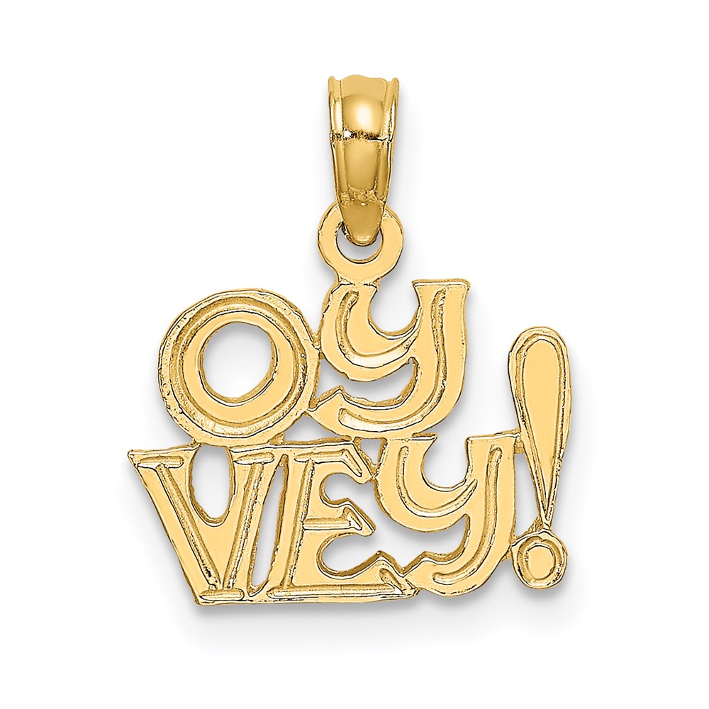 14K Polished and Engraved OY VEY Charm