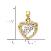 Load image into Gallery viewer, 14k Yellow and Rose Gold w/ White Rhodium LOVE Heart w/ Arrow Charm
