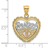 Load image into Gallery viewer, 14k Two-tone White Rhodium SWEET 16 In Heart Charm
