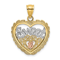Load image into Gallery viewer, 14k Two-tone White Rhodium SWEET 16 In Heart Charm
