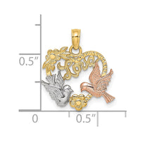 Load image into Gallery viewer, 14k Yellow and Rose Gold w/Rhodium LOVE w/Doves Heart Charm
