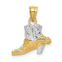 Load image into Gallery viewer, 14k w/ Rhodium Cowboy Boot Charm
