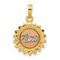 Load image into Gallery viewer, 14K Tri-Color Sunflower w/ LOVE Pendant
