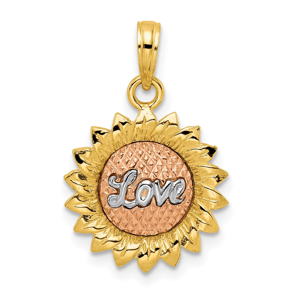 14K Tri-Color Sunflower w/ LOVE Pendant