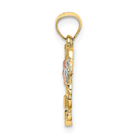 Load image into Gallery viewer, 14k Two-tone with White Rhodium Flower In Heart Charm
