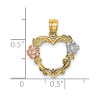 Load image into Gallery viewer, 14k Two-tone with White Rhodium Flower In Heart Charm
