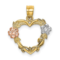 Load image into Gallery viewer, 14k Two-tone with White Rhodium Flower In Heart Charm
