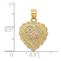 Load image into Gallery viewer, 14k Yellow and Rose Gold Flower In Heart Basket Charm
