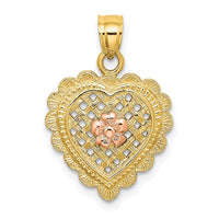 Load image into Gallery viewer, 14k Yellow and Rose Gold Flower In Heart Basket Charm
