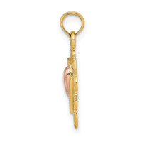 Load image into Gallery viewer, 14k Yellow and Rose Gold w/White Rhodium Textured Hearts Charm
