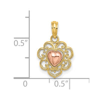 Load image into Gallery viewer, 14k Yellow and Rose Polished and Textured Heart Charm
