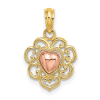 Load image into Gallery viewer, 14k Yellow and Rose Polished and Textured Heart Charm
