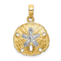 Load image into Gallery viewer, 14K with White Rhodium Polished Sand Dollar Charm
