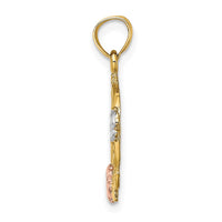 Load image into Gallery viewer, 14k Two-tone w/White Rhodium #1 MOM w/Flower Charm
