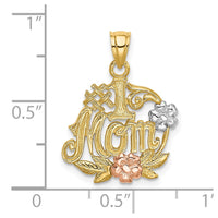Load image into Gallery viewer, 14k Two-tone w/White Rhodium #1 MOM w/Flower Charm
