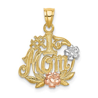 Load image into Gallery viewer, 14k Two-tone w/White Rhodium #1 MOM w/Flower Charm
